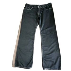 Dirty Denim Jeans Mens Size 38 x 32 Fits My Life Black Denim Motorcycle Wide Ank